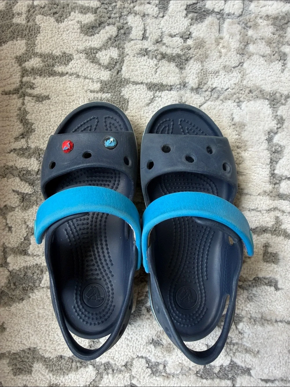 Crocs Kids Navy and Teal Adjustable Strap Sandals